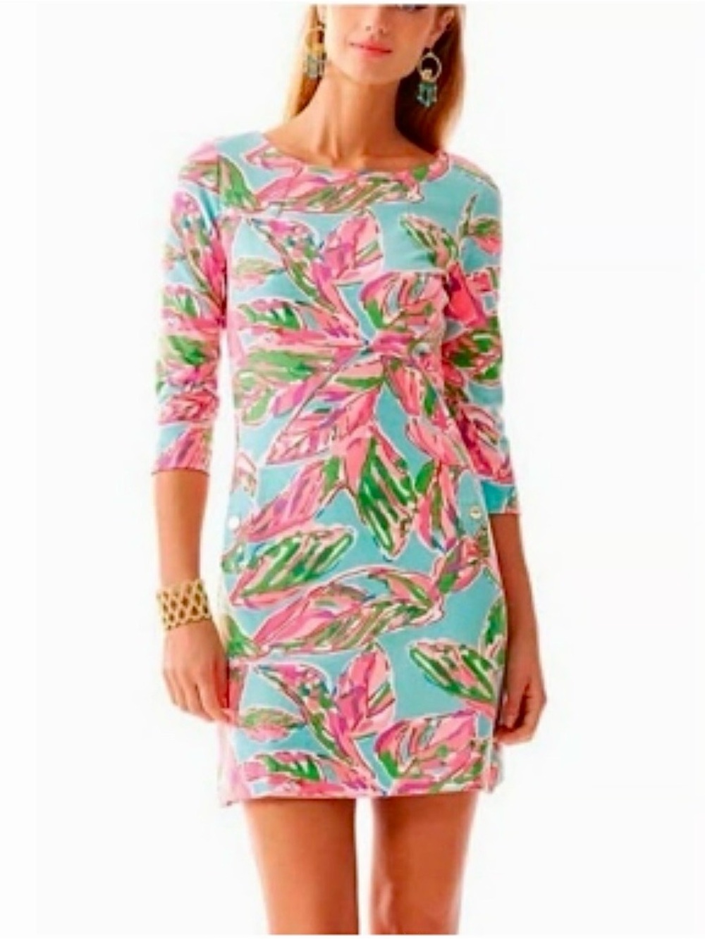 Lily Pulitzer “Charlene” Tropical Print Scoop Neck Sheath Dress. Size Small.